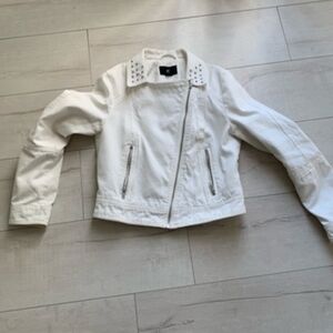 H&M White Stud-Detail Jean Jacket
